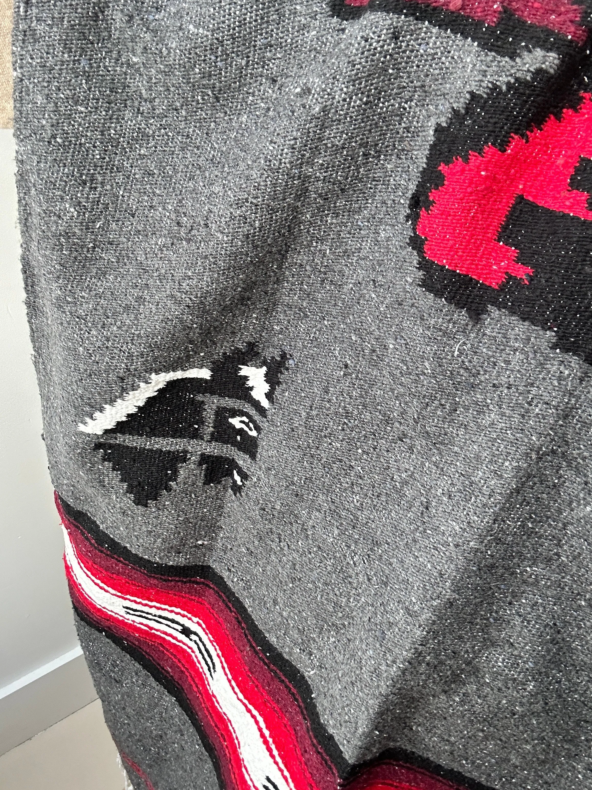 Mexican Poncho Red & Grey