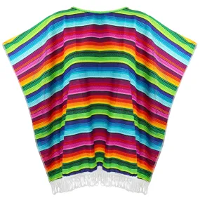 Mexican Serape Poncho Costume - Cinco De Mayo Mexican Fiesta Ponchos for Adults and Kids