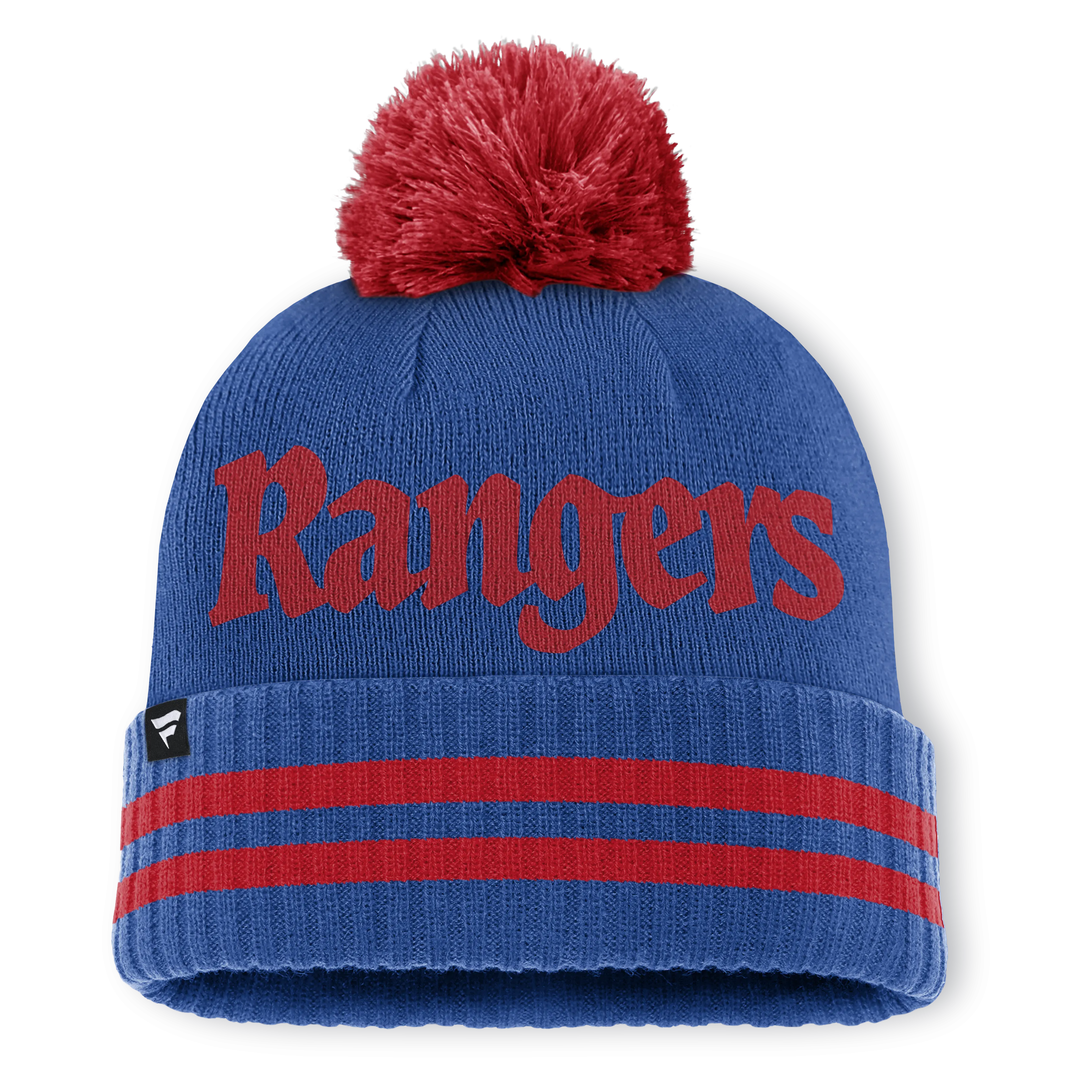 New York Rangers Fanatics Heritage Blind Side Cuff Knit Toque with Pom - Blue