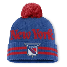 New York Rangers Fanatics Heritage Blind Side Cuff Knit Toque with Pom - Blue