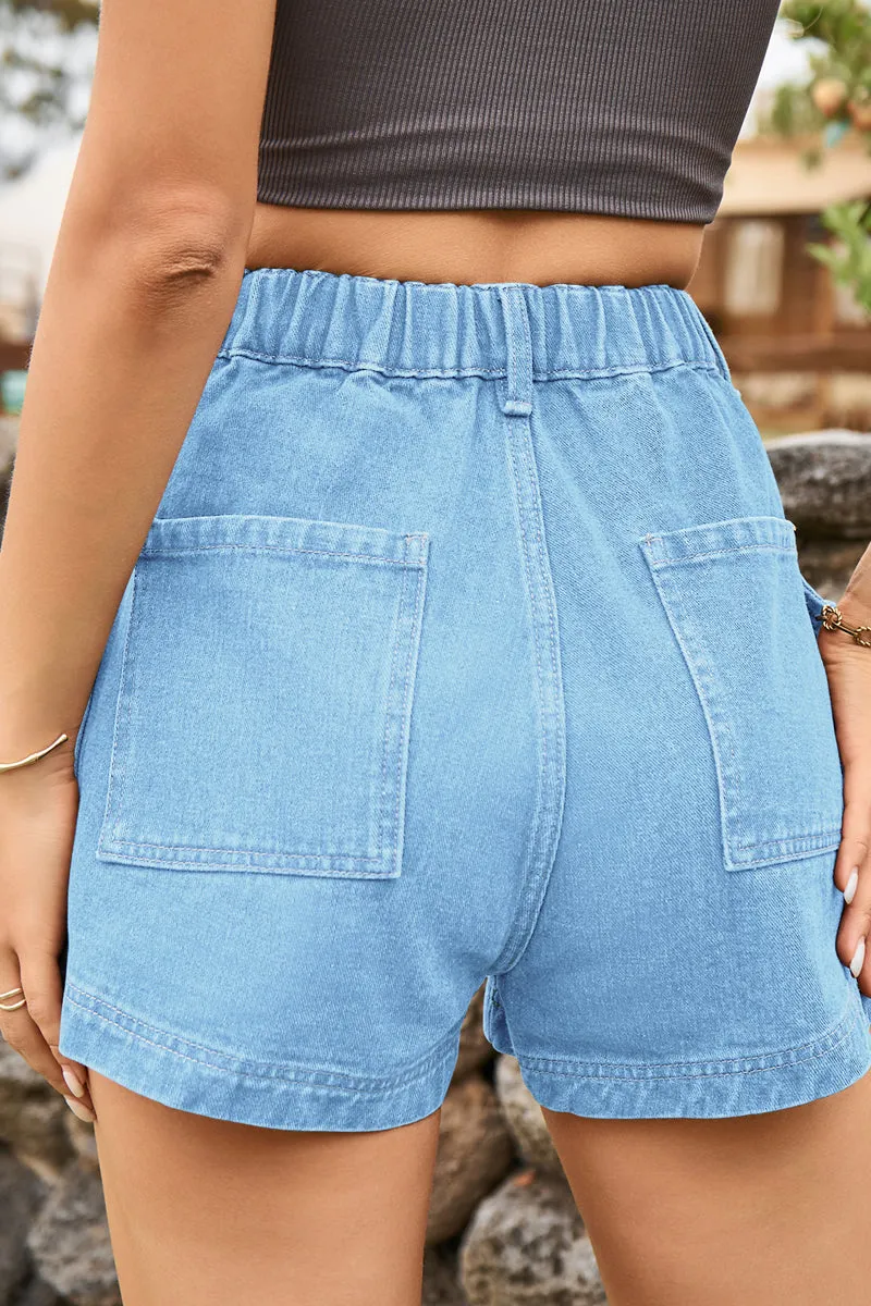 PC912 High-Rise Cargo Denim Shorts