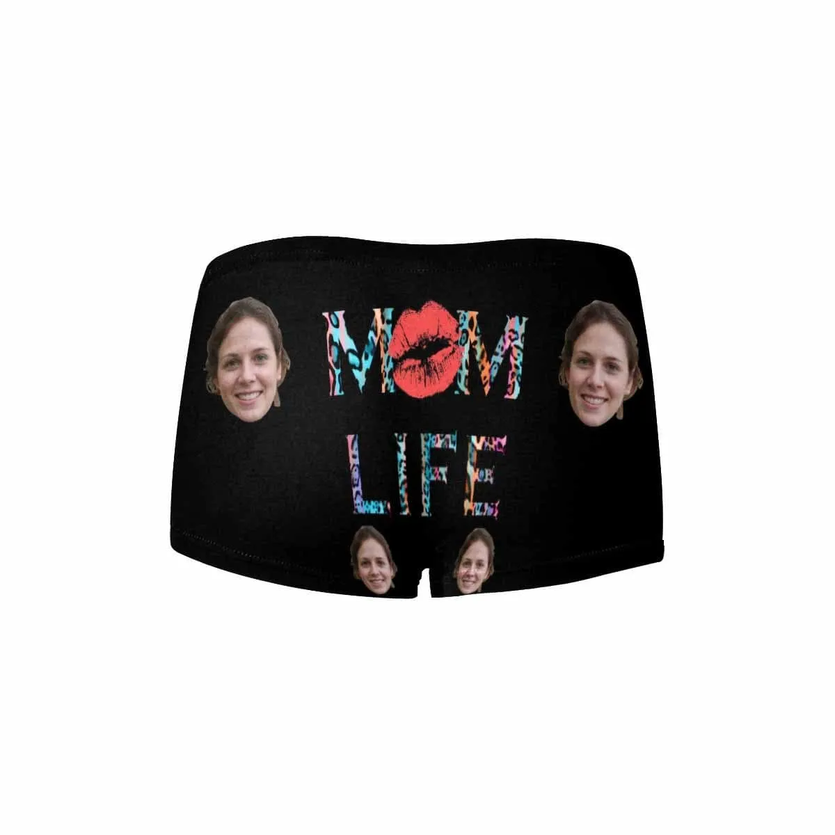 Personalized Face Underwear for Women Custom Mom Life Women's Boyshort Panties Gift for Her