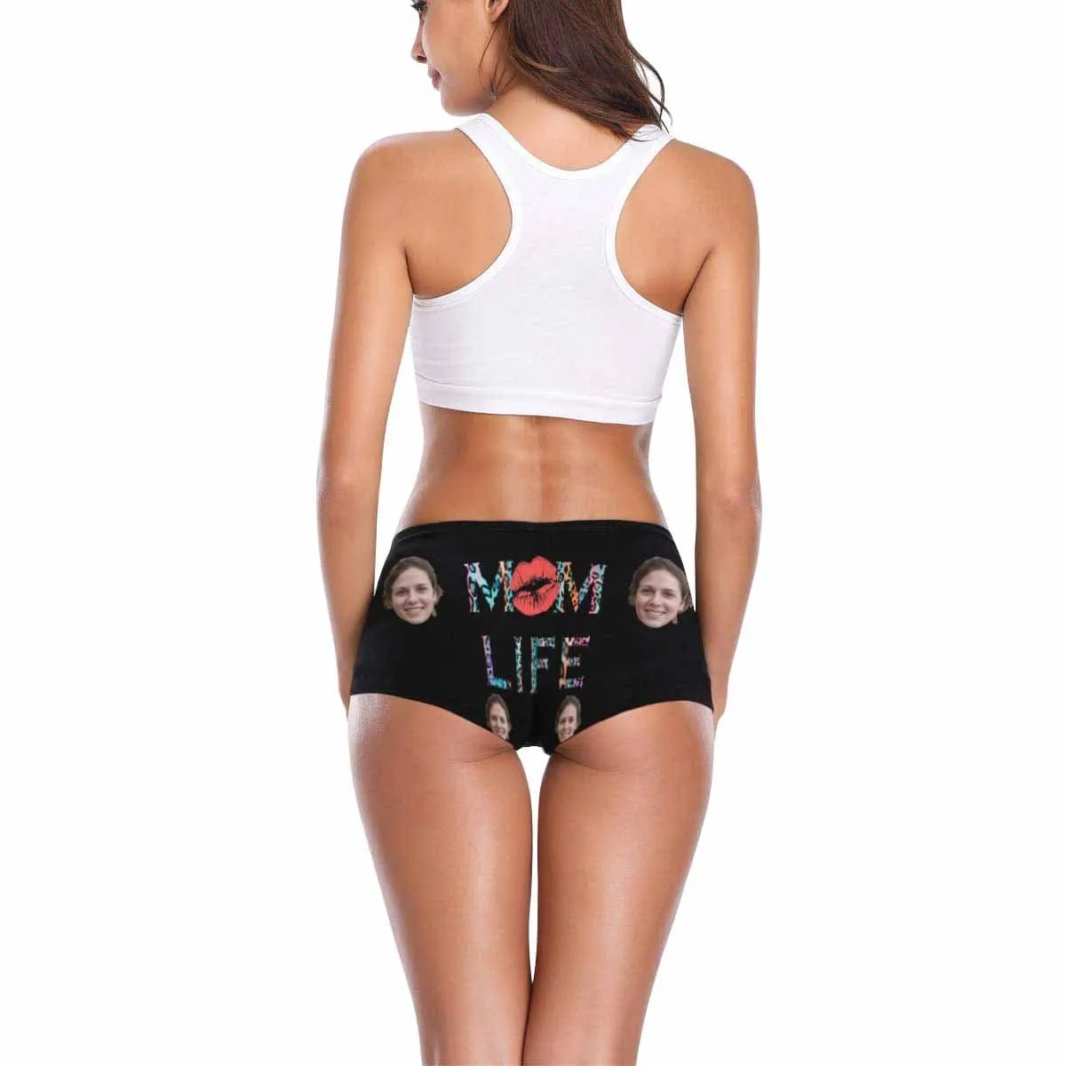 Personalized Face Underwear for Women Custom Mom Life Women's Boyshort Panties Gift for Her