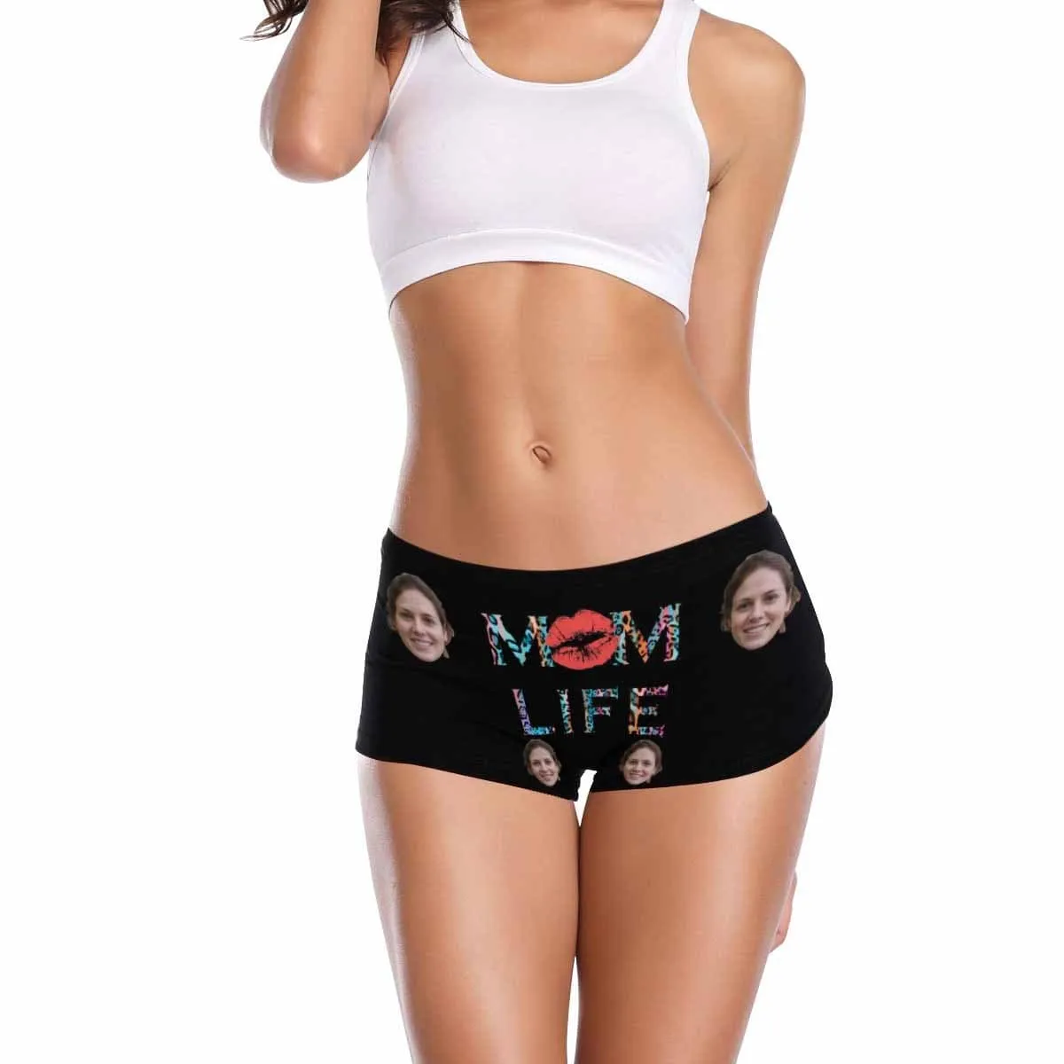Personalized Face Underwear for Women Custom Mom Life Women's Boyshort Panties Gift for Her