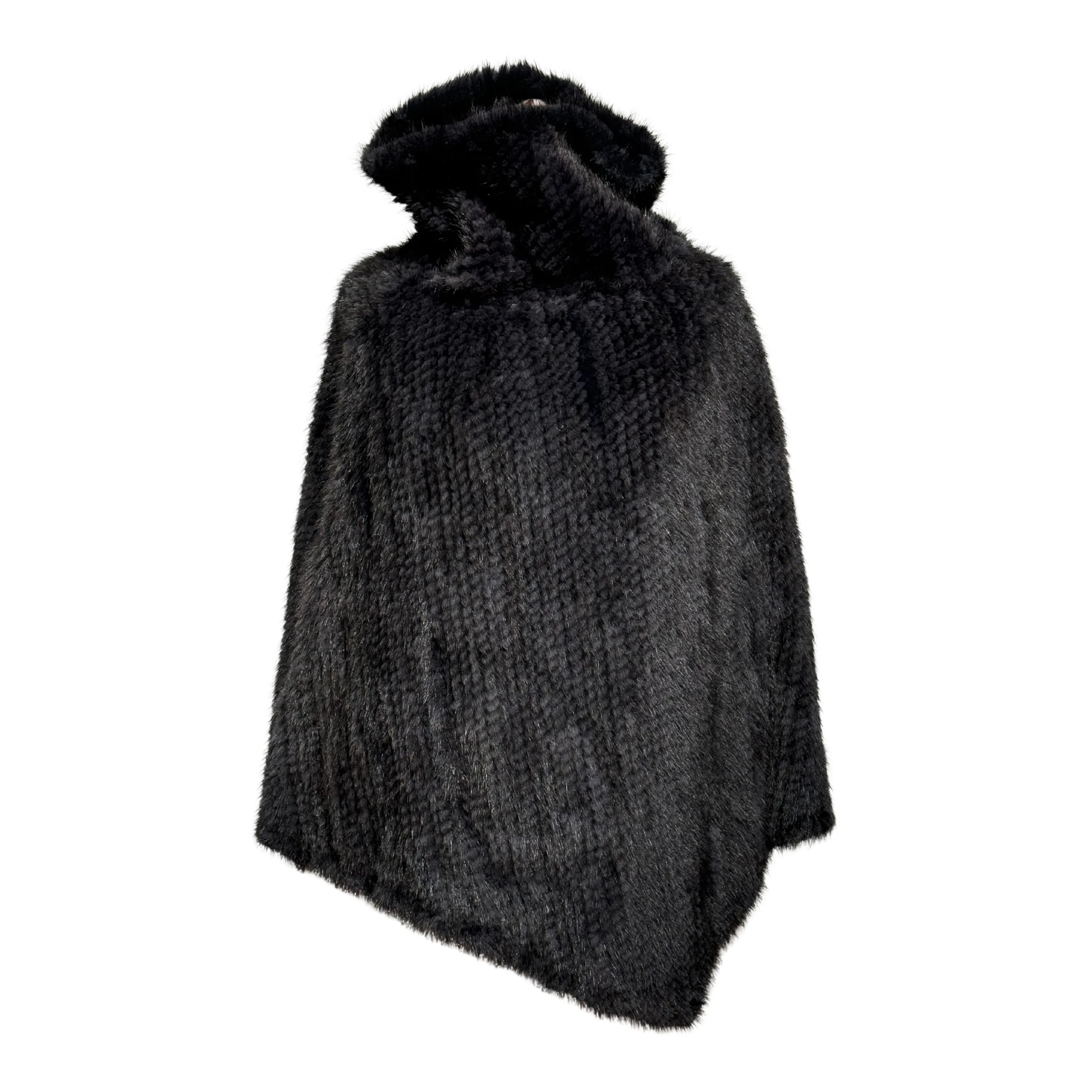 PONCHO VISONE INTRECCIATO