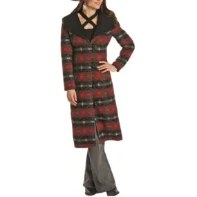Powder River Outfitters Women's Coat Aztec Wool Scarlet