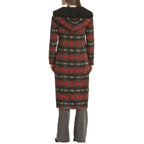 Powder River Outfitters Women's Coat Aztec Wool Scarlet