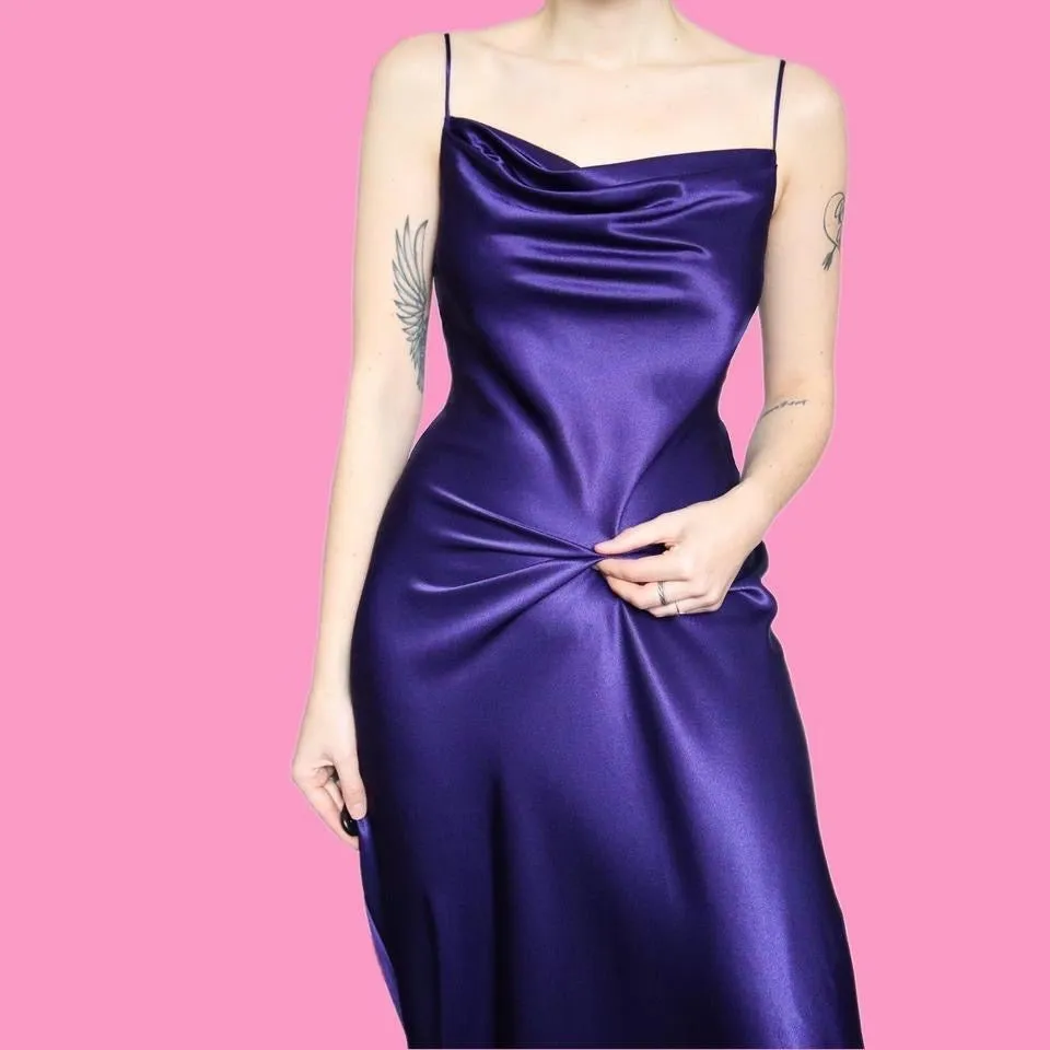 Purple satin slip dress UK 14