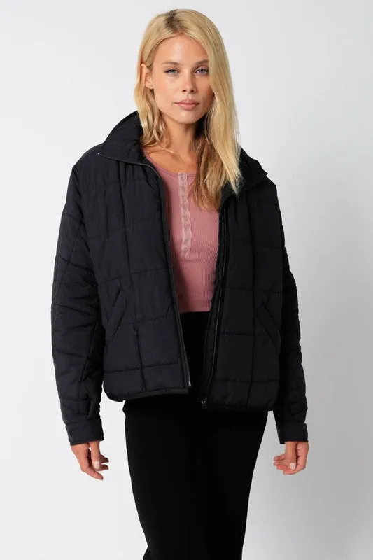 Quilted Front Zip Jacket
