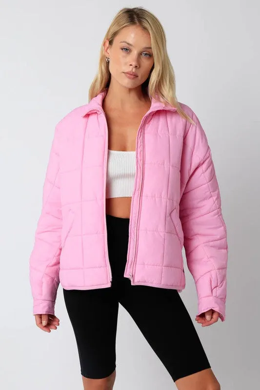 Quilted Front Zip Jacket