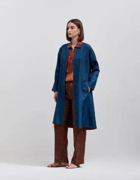 Quilted Jacket Silk Check Teal