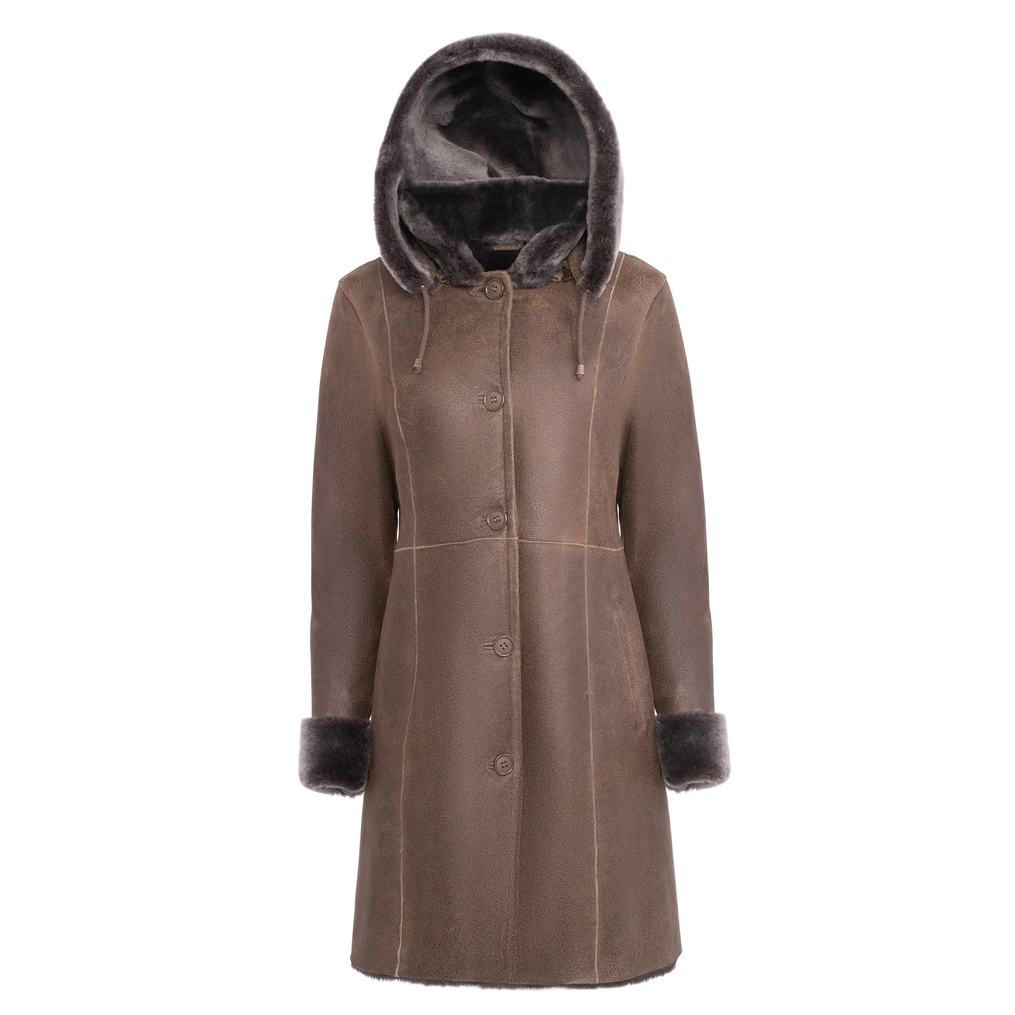 SANTA FE Merino Shearling Hooded Coat