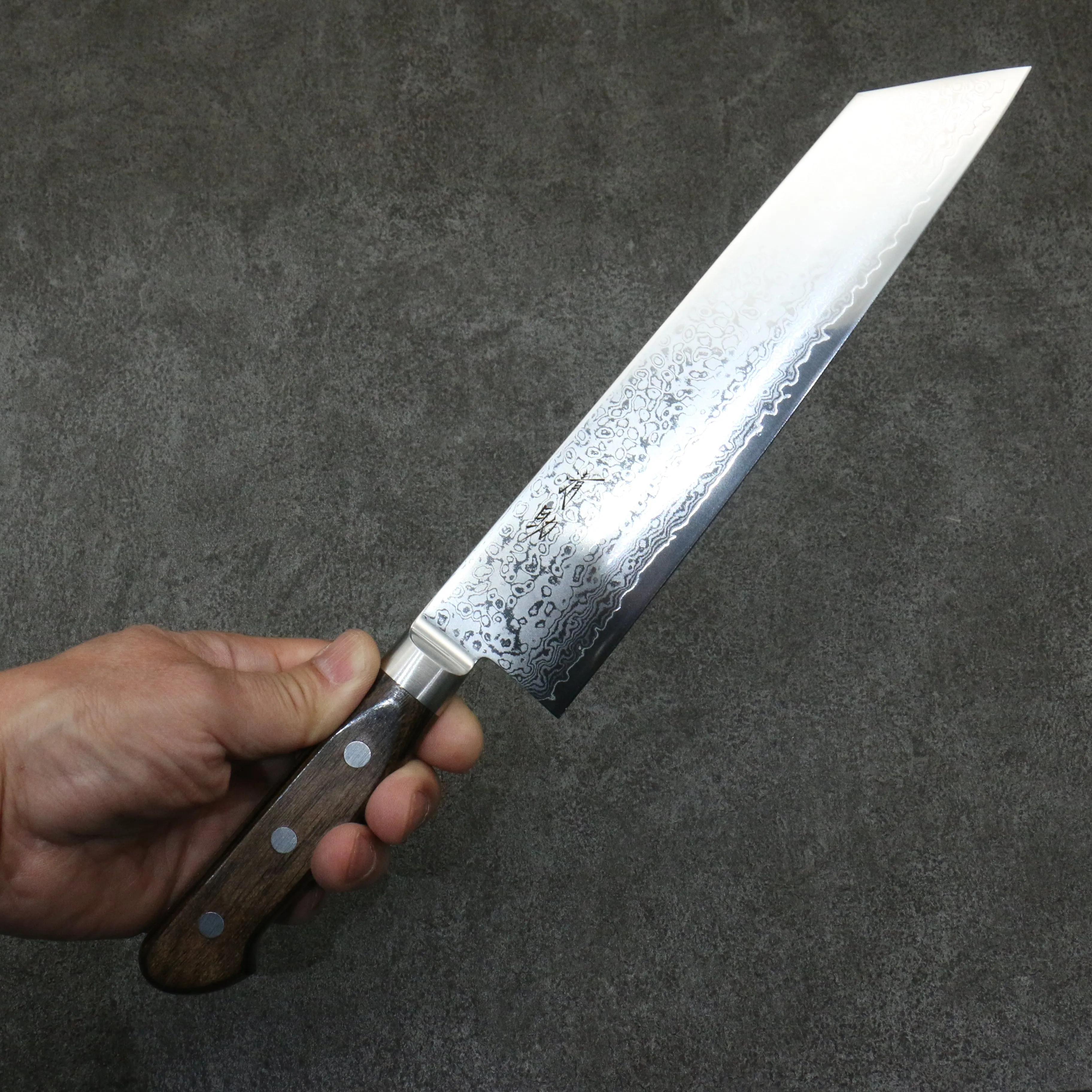 Seisuke VG10 33 Layer Mirrored Finish Damascus Kiritsuke Gyuto  210mm Brown Pakka wood Handle
