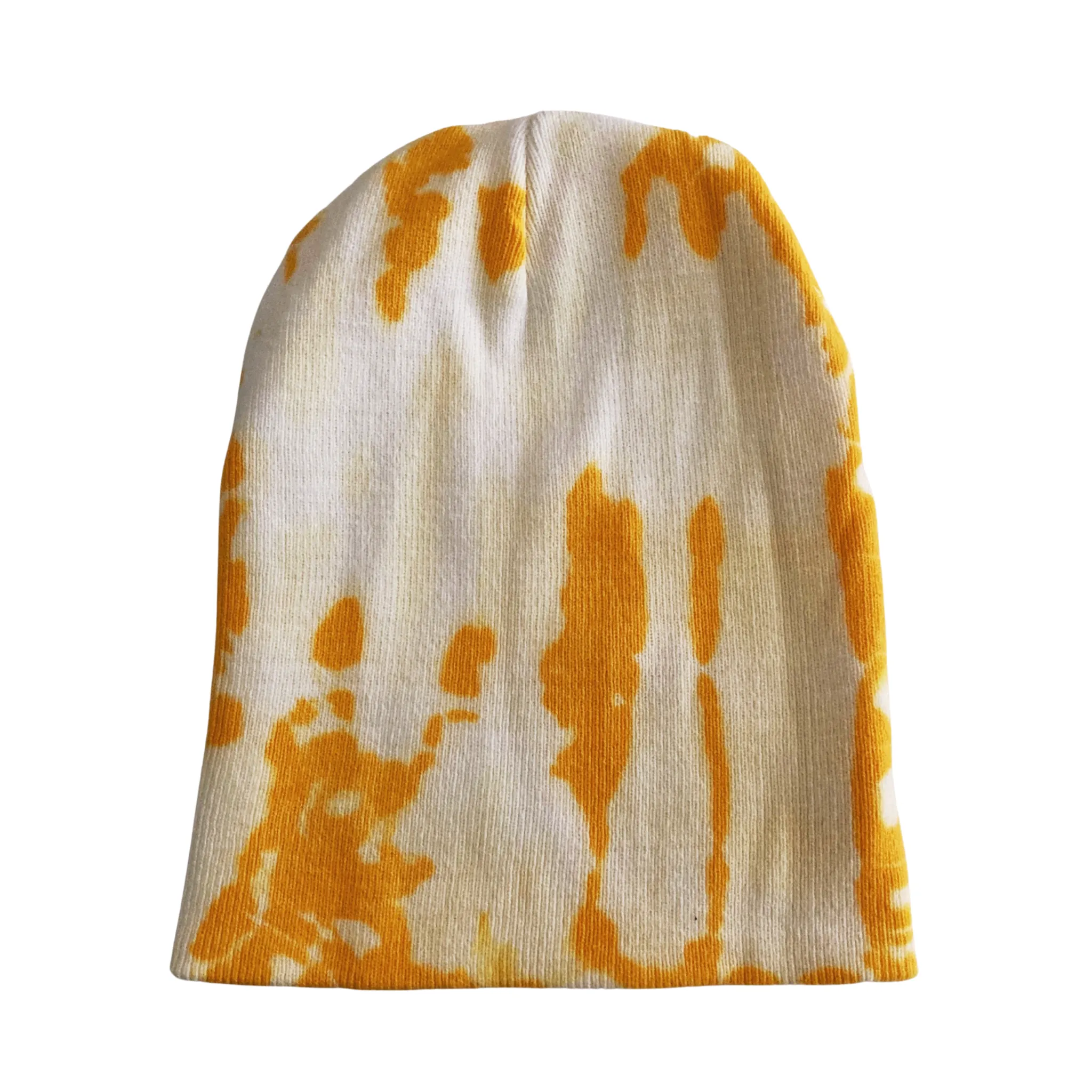 Shibori Yellow Tie Dye Beanie Hat