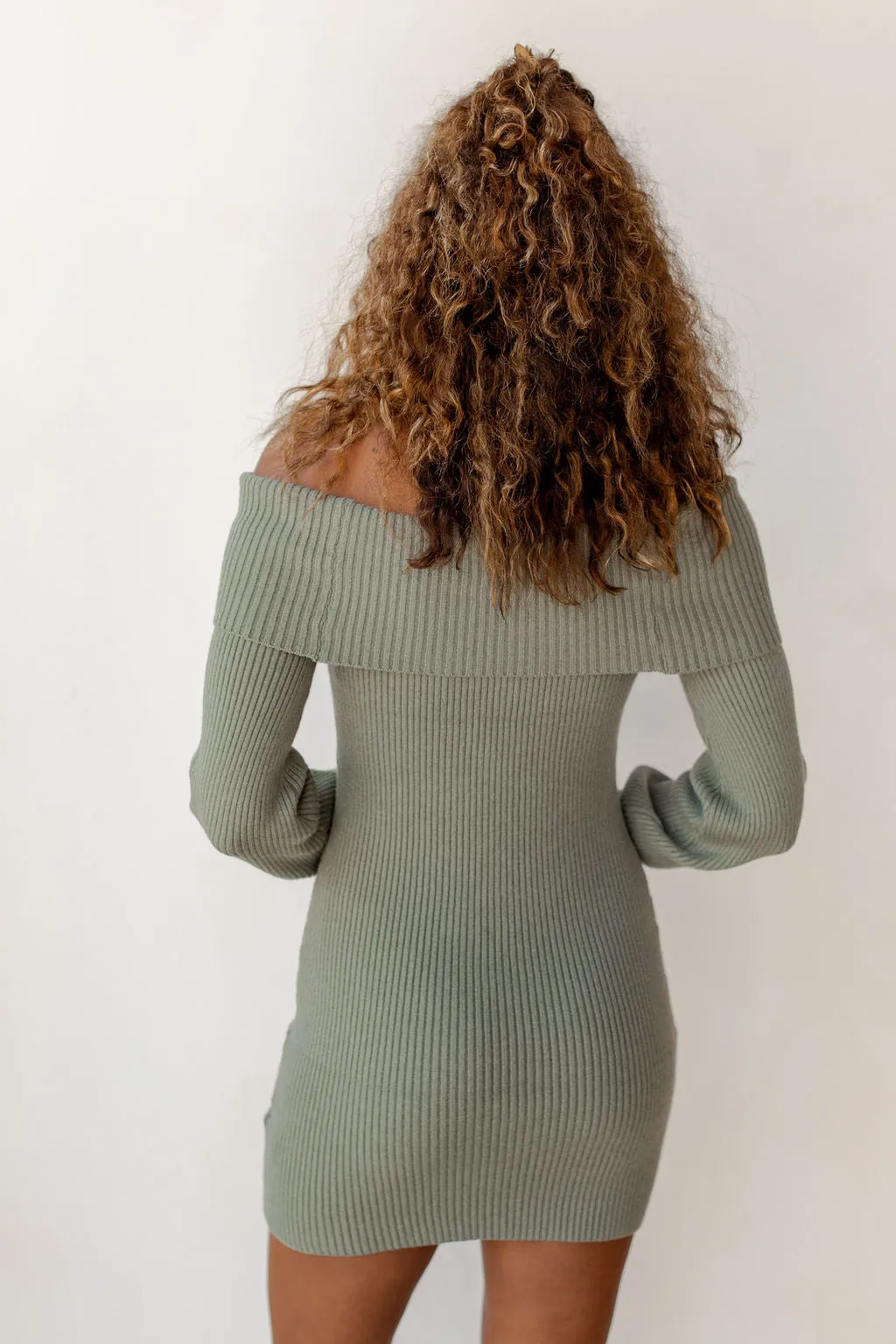 shimmy shoulder sweater dress