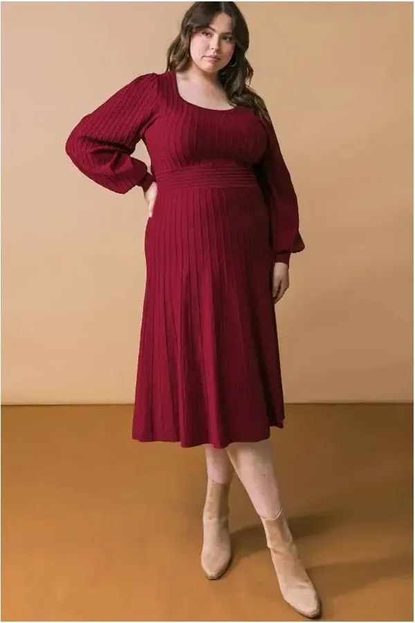 Solid Sweater Knit Midi Dress