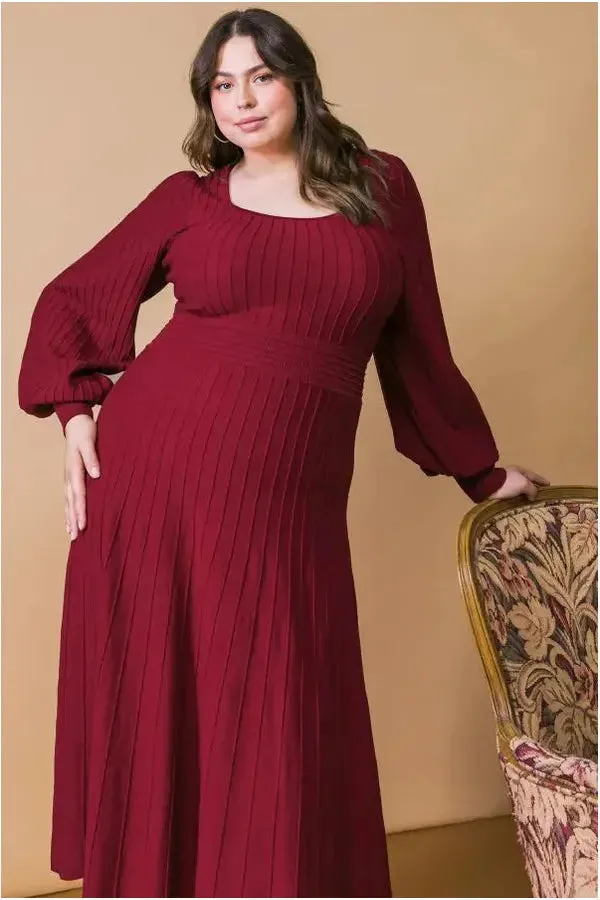 Solid Sweater Knit Midi Dress