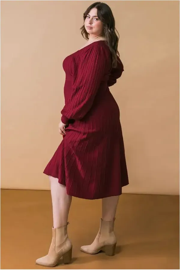 Solid Sweater Knit Midi Dress