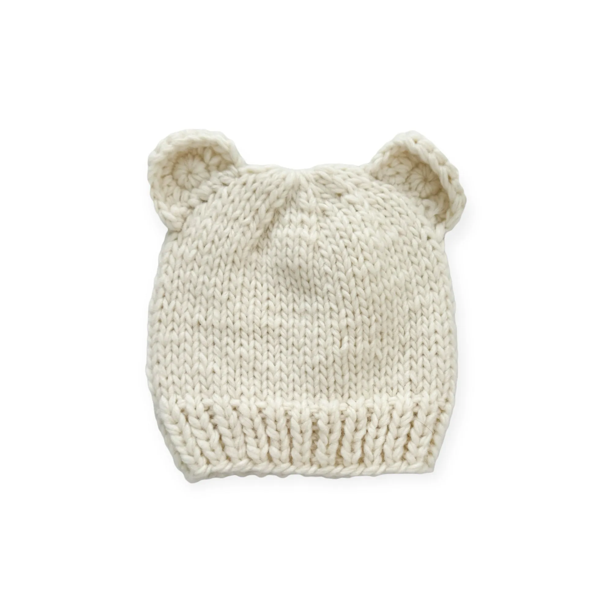 The Blueberry Hill Knit Bear Hat ~ Cream