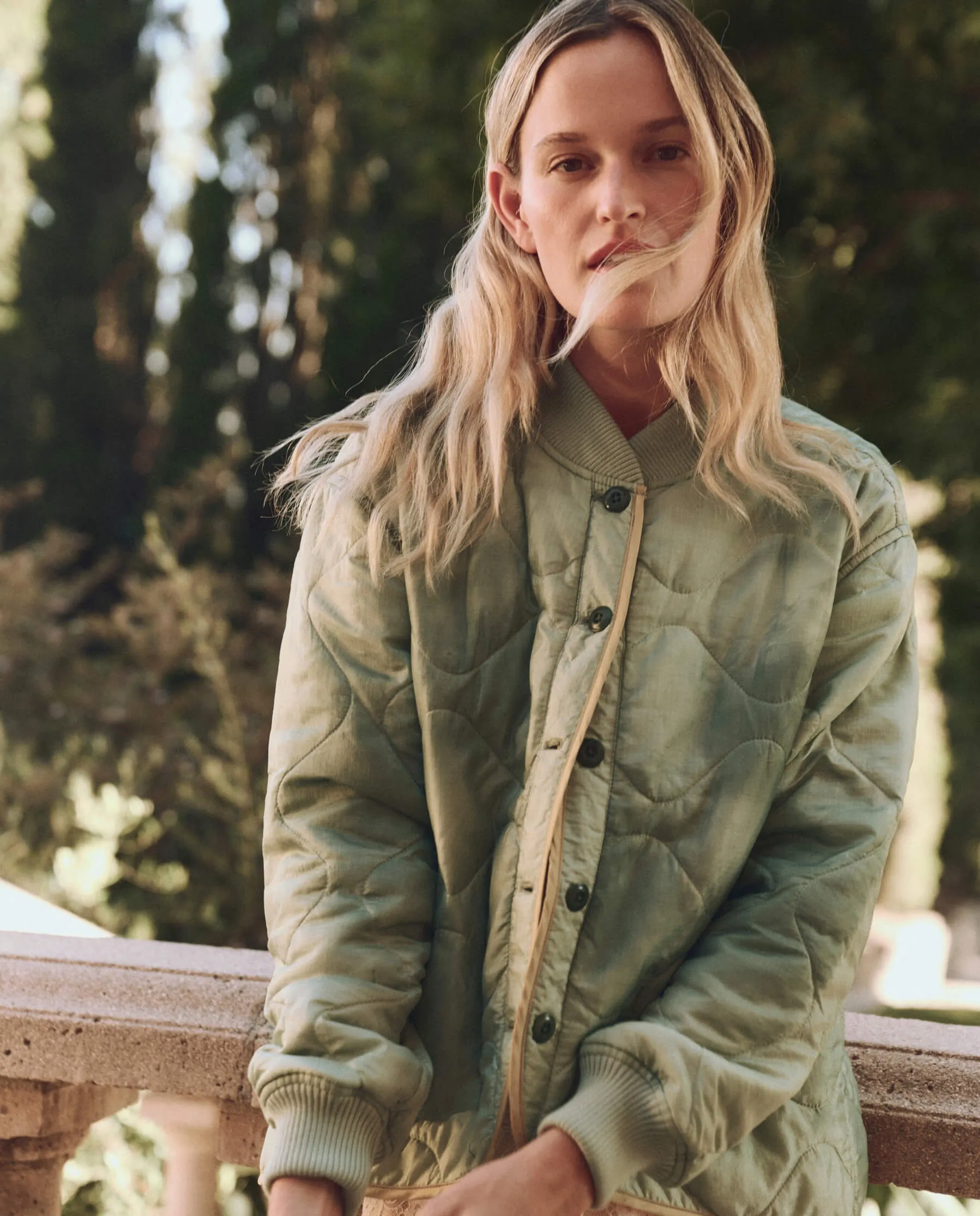 The Quilted Liner Jacket. -- Mottled Green