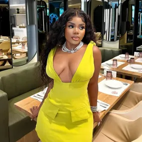 V-Neck Bodycon Mini Dress