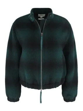 Vince Shadow Plaid Bomber in Juniper