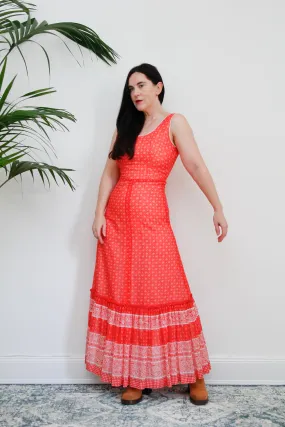 Vintage Floral Ditsy Cotton Maxi Dress 1970's