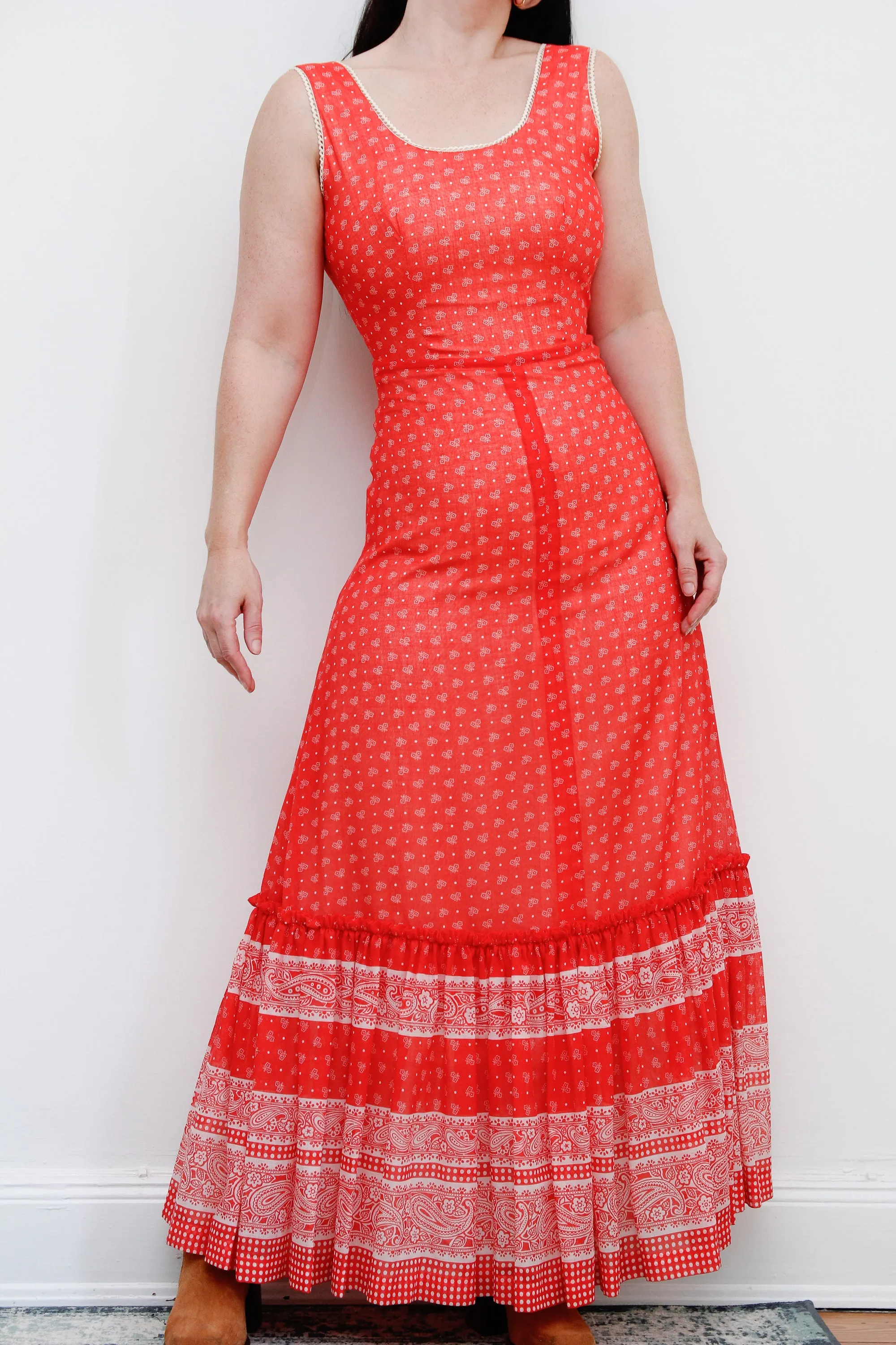 Vintage Floral Ditsy Cotton Maxi Dress 1970's