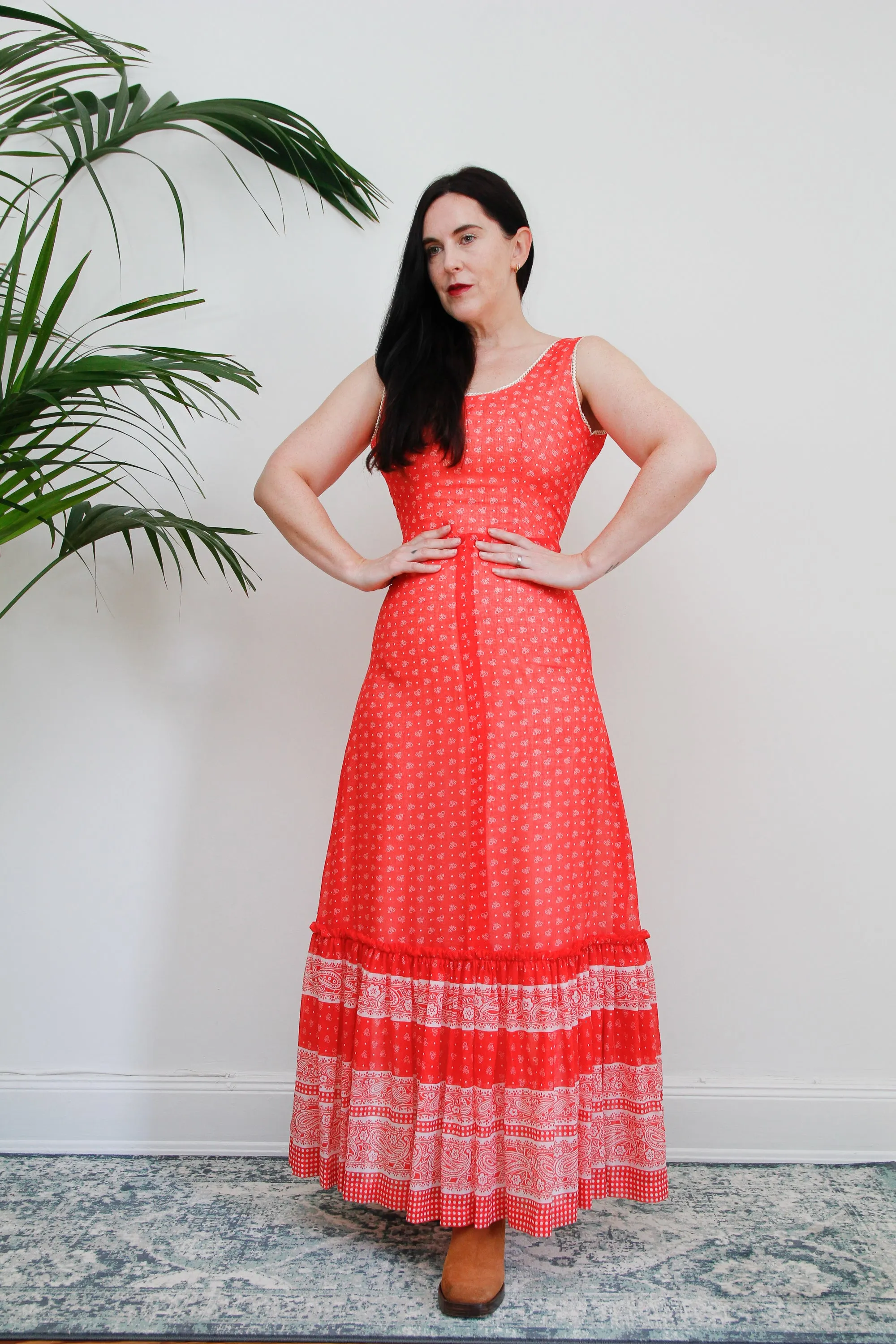 Vintage Floral Ditsy Cotton Maxi Dress 1970's