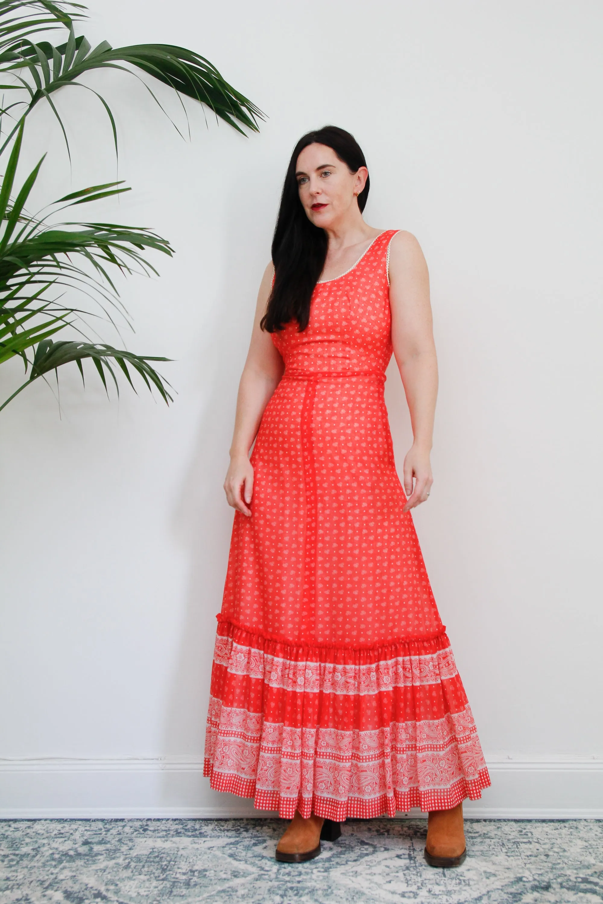 Vintage Floral Ditsy Cotton Maxi Dress 1970's