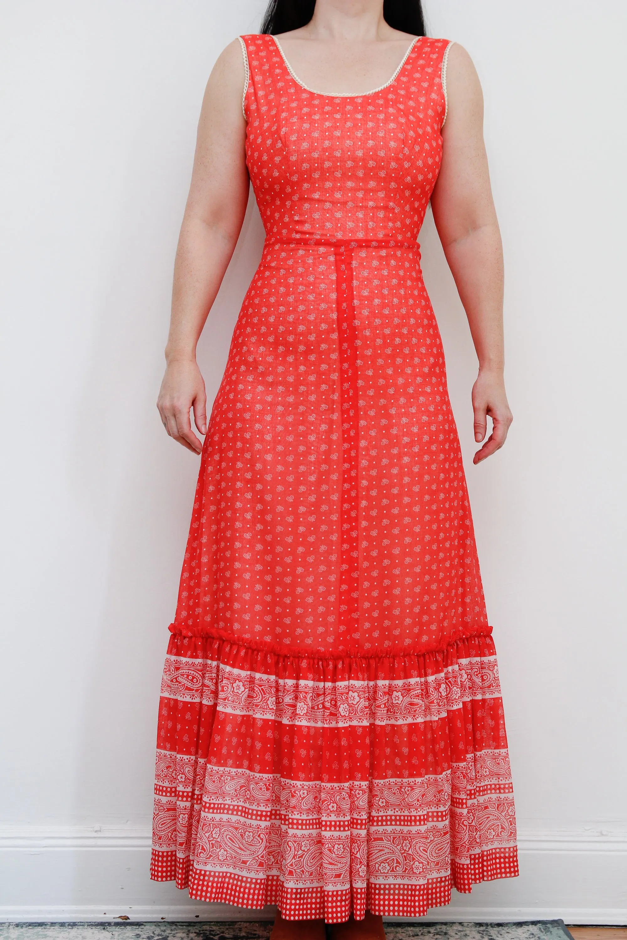 Vintage Floral Ditsy Cotton Maxi Dress 1970's