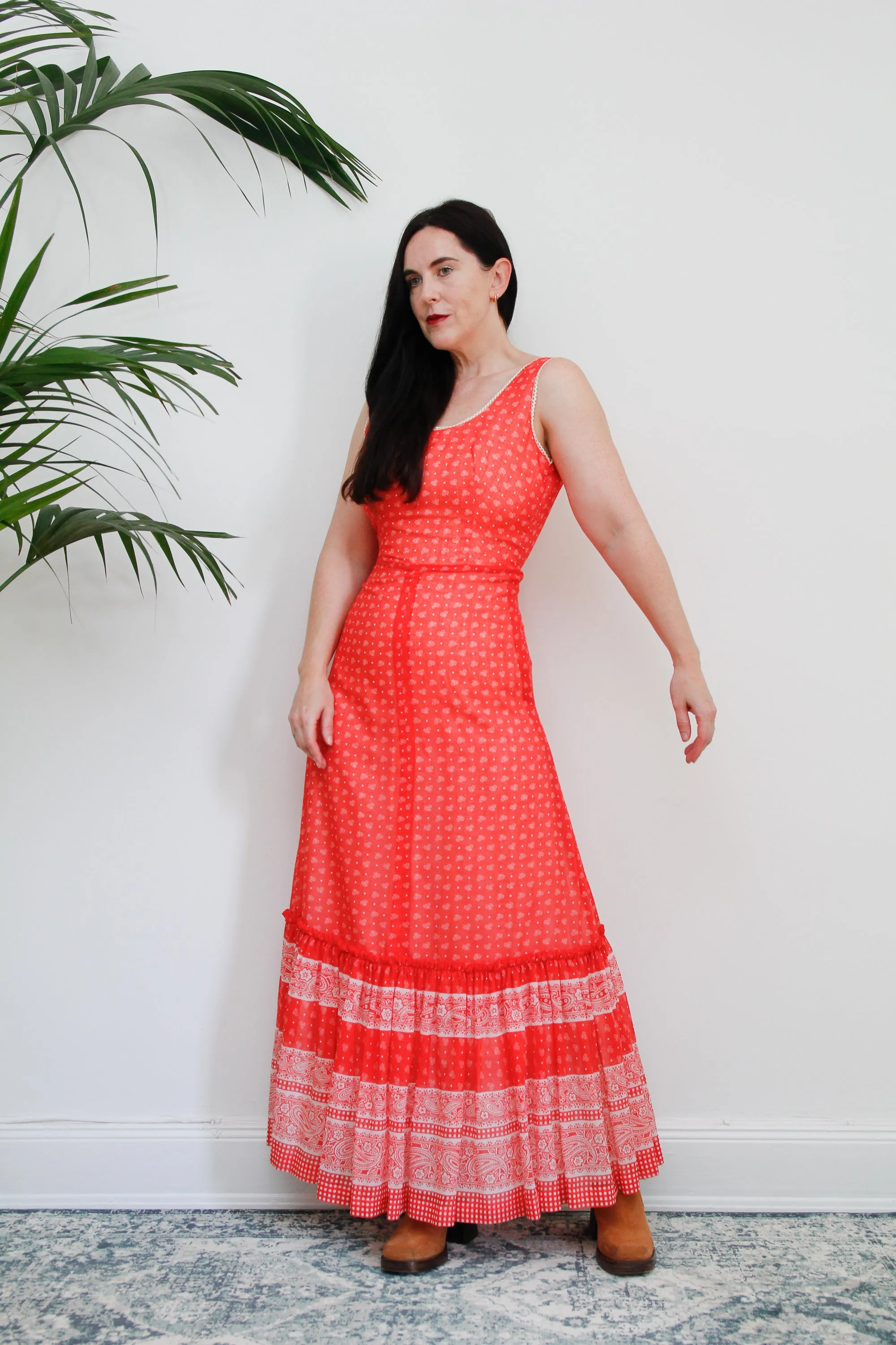 Vintage Floral Ditsy Cotton Maxi Dress 1970's