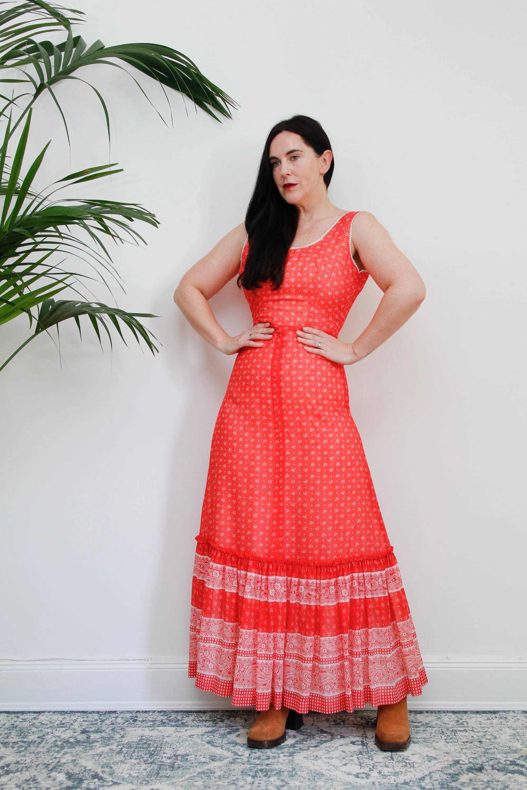 Vintage Floral Ditsy Cotton Maxi Dress 1970's
