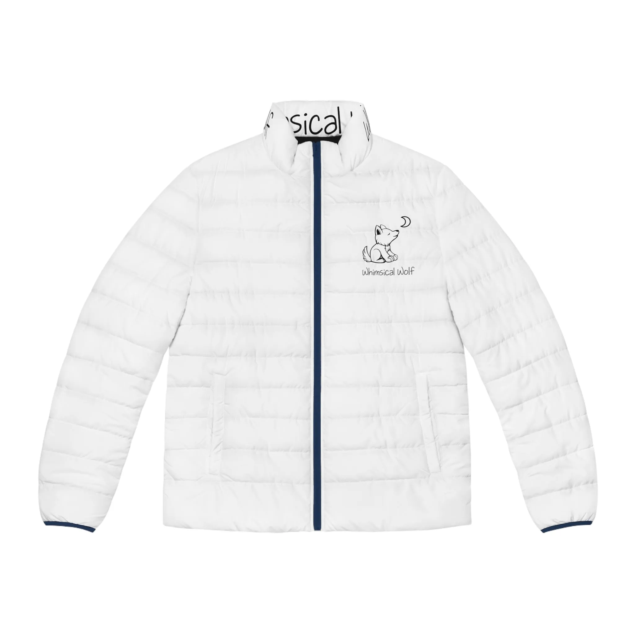 Whimsical Wolf Men's Puffer Jacket (AOP)