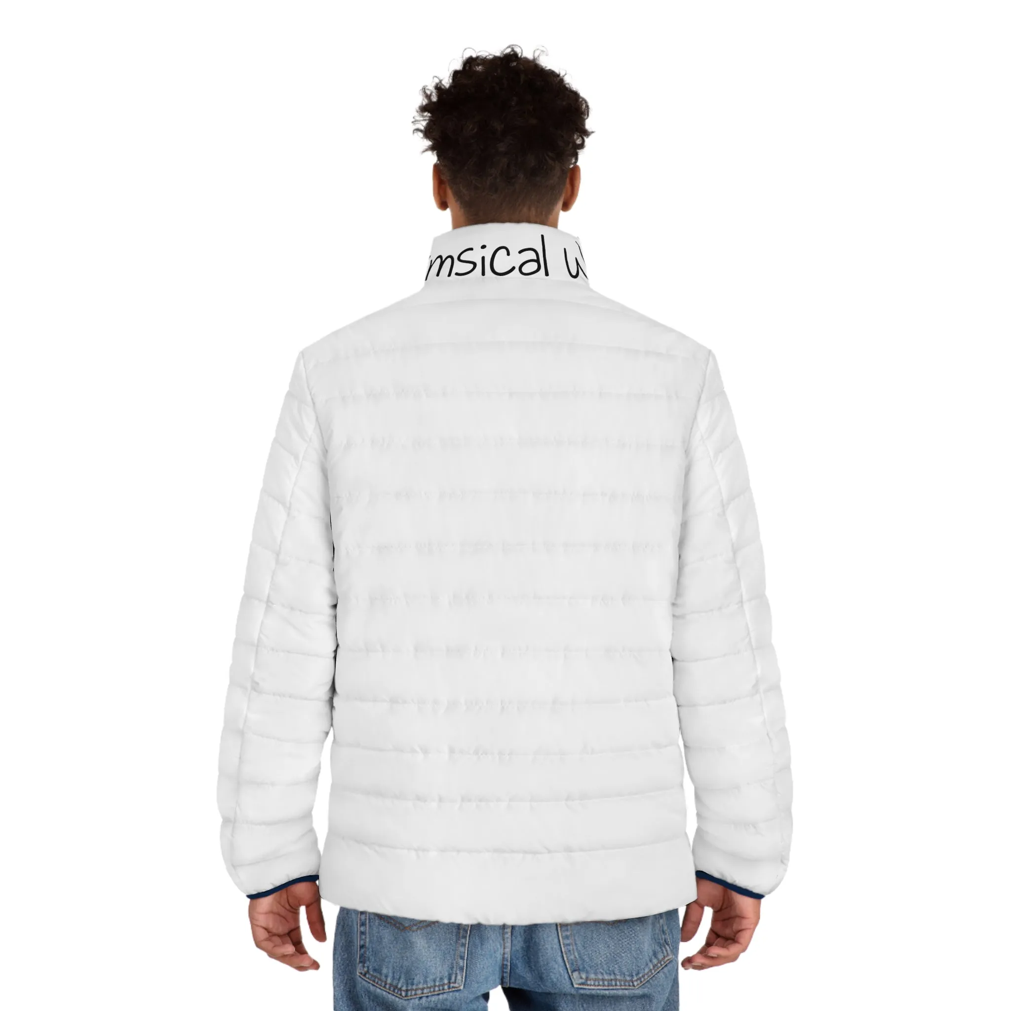 Whimsical Wolf Men's Puffer Jacket (AOP)
