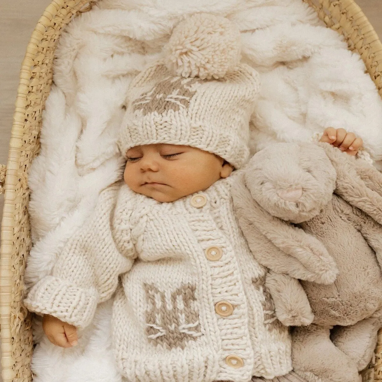 Whiskers Bunny Rabbit Hand Knit Beanie Hat