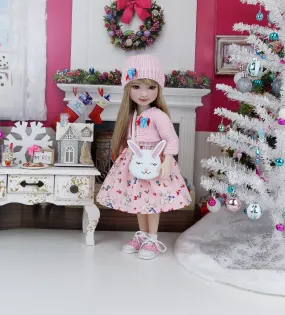 Winter Bunnies - dress and sweater with purse & saddle shoes for Ruby Red Fashion Friends doll
